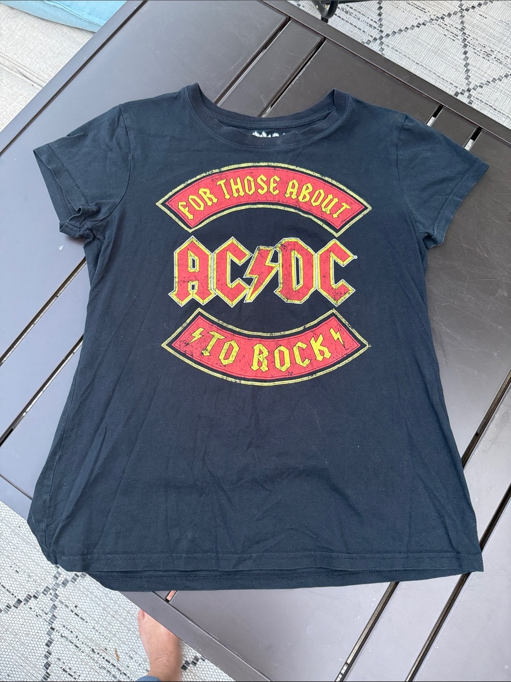 AC/DC For Those About To Rock ladies Graphic Tee Black Tagless Shirt XL
